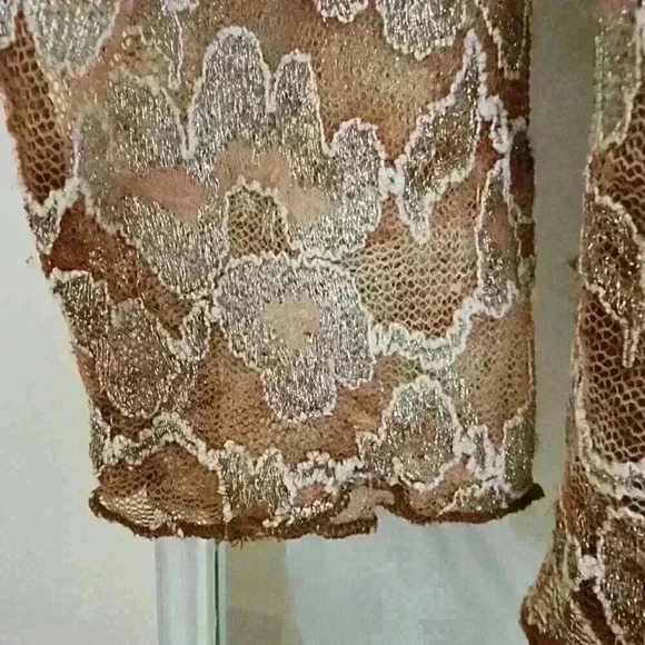 Cato Lace Bronze Colored Long Sleeve Blouse Size XL Casual Formal Office Wear - Picture 5 of 8